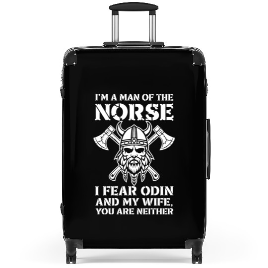 Norse Viking Warrior Fearless Humor with Axes Suitcases