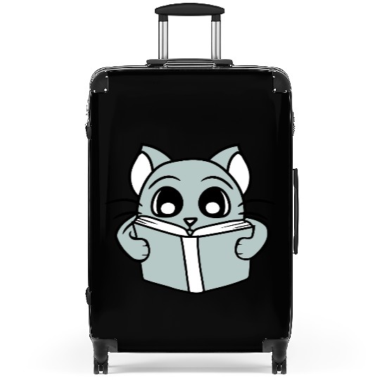 Nerd Cat Reads Novel Book School Reading Learning Suitcases