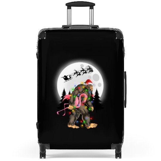 Bigfoot Carrying Flamingo Funny Sasquatch Suitcases