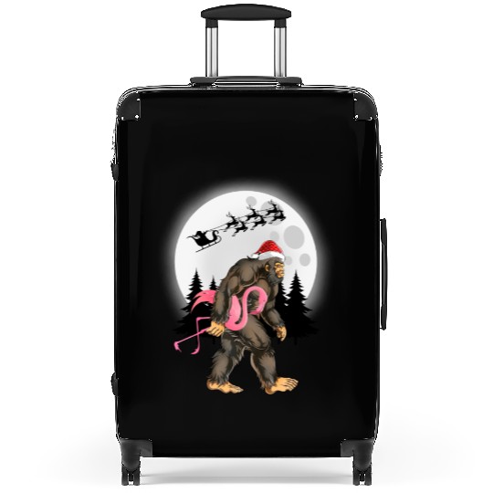Bigfoot Carrying Flamingo Funny Sasquatch Suitcases