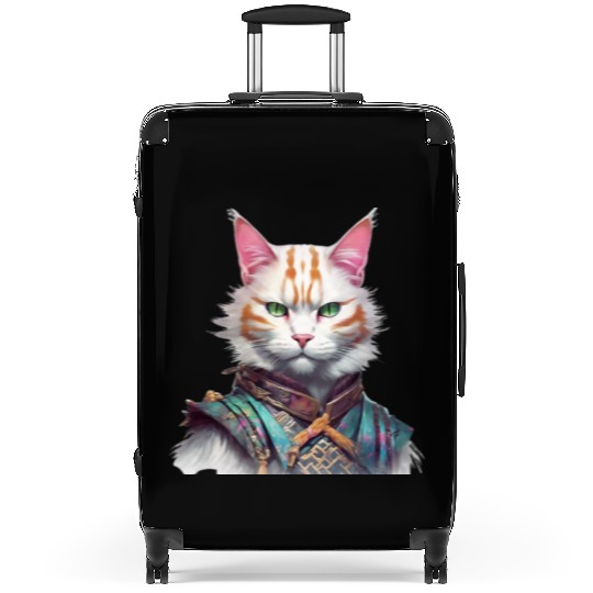 Samurai Cat Guardian Suitcases