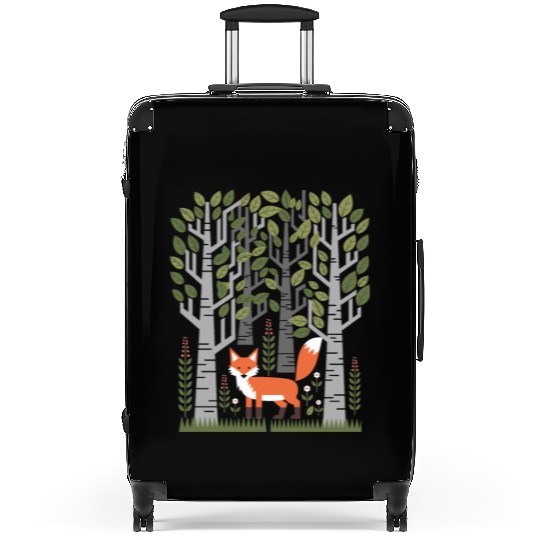Cottagecore Fox in enchanting Birch Forest Suitcases