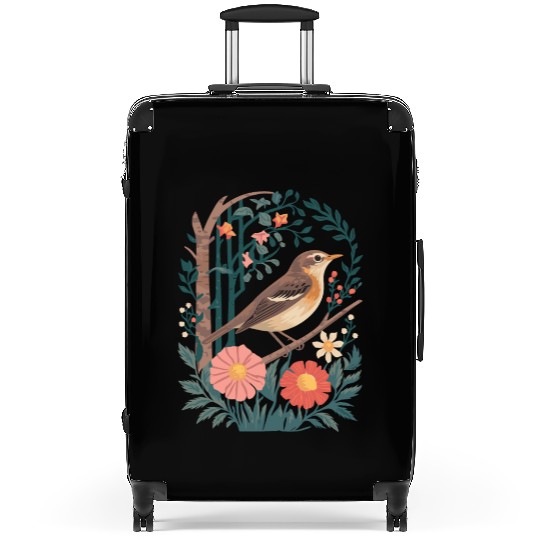 Cottagecore Bird and Floral Harmony Suitcases