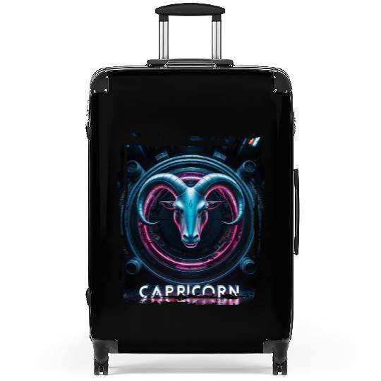 Zodiac sign Capricorn in cyberpunk era Future Suitcases