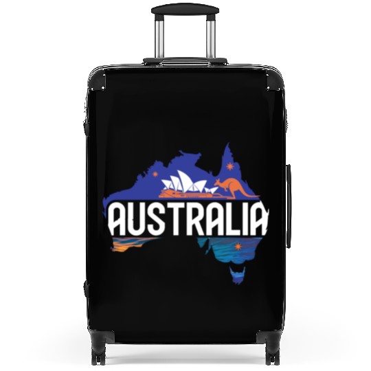 Australia Kangaroo & Sydney Opera House Map Suitcases