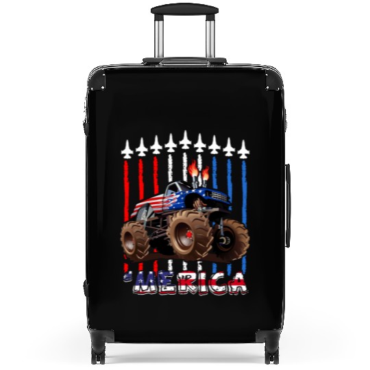 Merica Monster Truck US Flag Suitcases