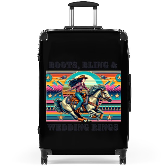 Retro 80's Cowgirl Rodeo | Boots, Bling, & Rings Suitcases
