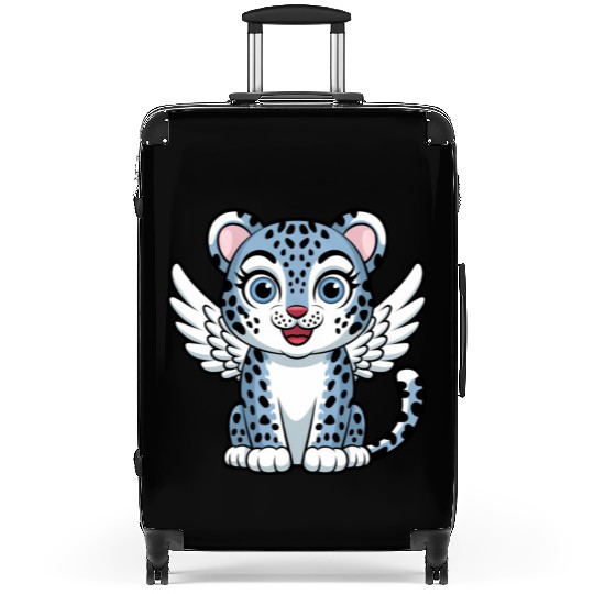 Blue tiger cat with angel wings dreamlike Suitcases