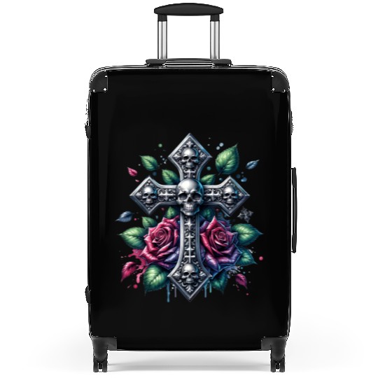 Gothic Collection - Cross, Skulls & Red Roses Suitcases