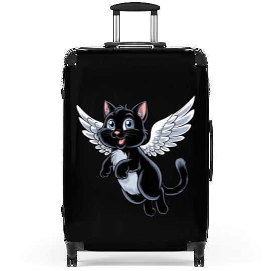 Black Cat with Angel Wings Suitcases