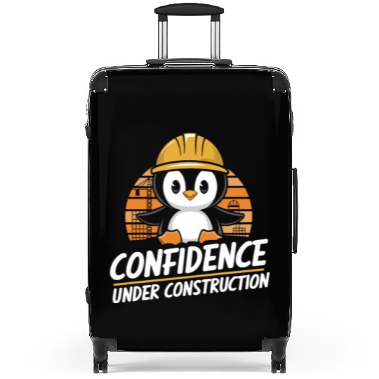 Self-Confidence Penguin Under Construction Suitcases