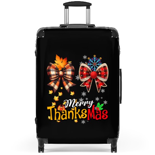 Merry Thanksmas plaid Coquette Bow Christmas Plaid Suitcases