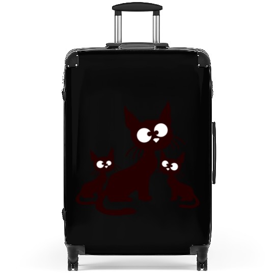 Crazy Cats Family Mom Dad 2 Small Cute Kids Babies Suitcases