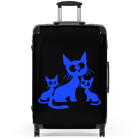 Crazy Cats Family Mom Dad 2 Small Cute Kids Babies Suitcases