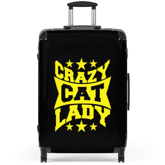 Crazy Cat Lady Text Love Saying Quote Weird Woman Suitcases