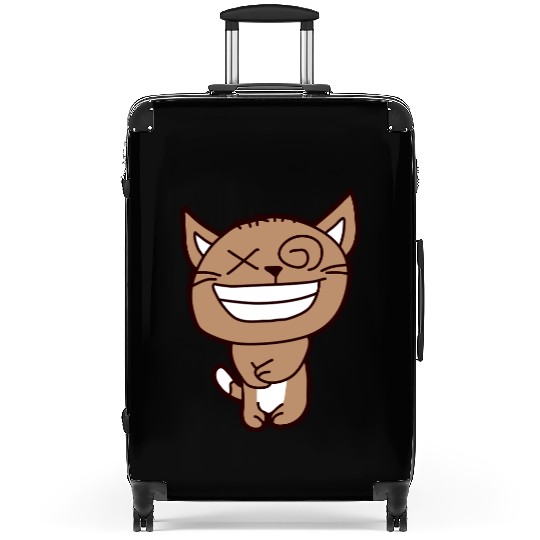 Crazy Cat Weird Funny Eyes Cool Grimace Cartoon Suitcases