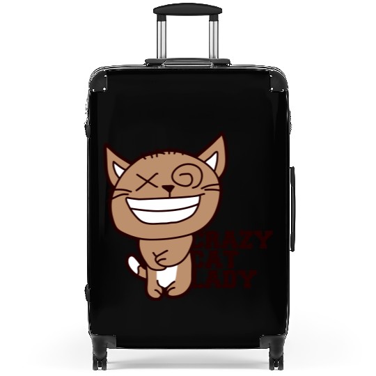 Crazy Cat Lady Text Love Saying Quote Weird Woman Suitcases