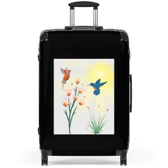 Minimalist Hummingbird and flowers Canvas Print Suitcases