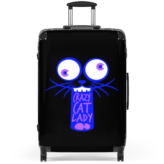 Crazy Cat Lady Text Love Saying Quote Weird Woman Suitcases
