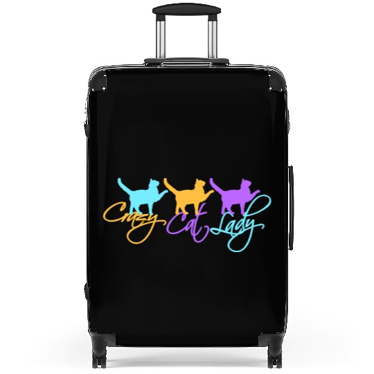 Crazy Cat Lady Text Love Saying Quote Weird Woman Suitcases