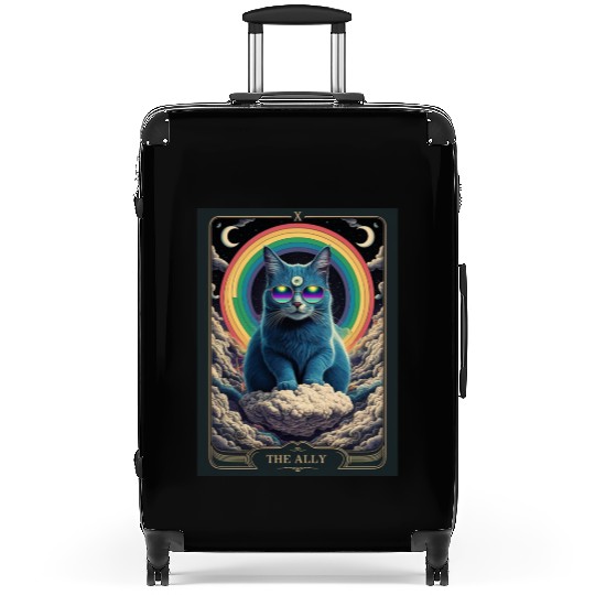 tarot card the alley blue cat rainbow sunglasses Suitcases