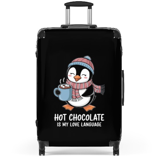 Hot Chocolate Is My Love Language Cute Penguin Suitcases