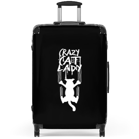 Crazy Cat Lady Text Love Saying Quote Weird Woman Suitcases