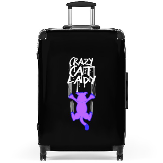 Crazy Cat Lady Text Love Saying Quote Weird Woman Suitcases