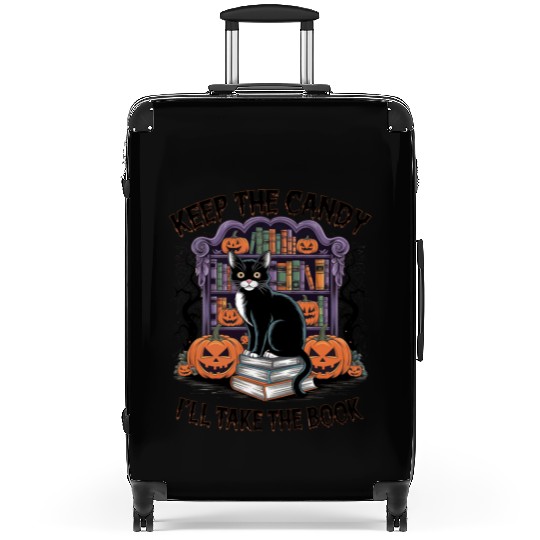 Vintage Halloween Cat lover ,Pumpkin, Book Lover Suitcases
