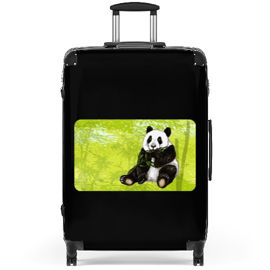 Cute panda bear with bamboo - design for kids Suitcases