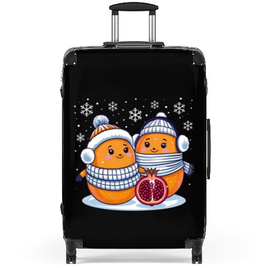 Cozy Winter Fruits: Oranges & Pomegranate Suitcases