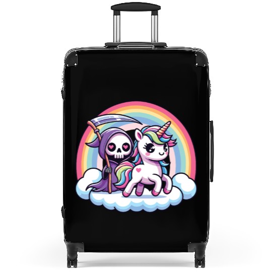 Cute Reaper And Unicorn Rainbow Suitcases