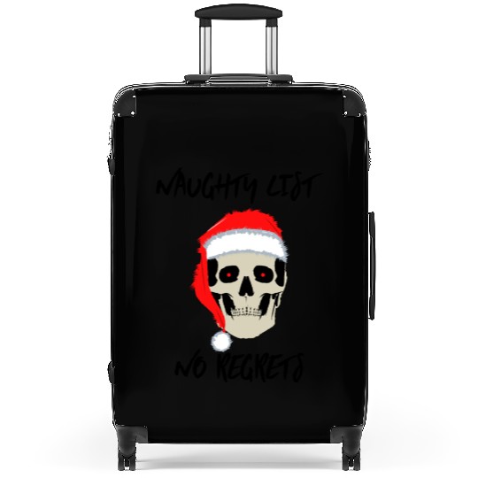 Naughty List No Regrets Santa Skull Suitcases