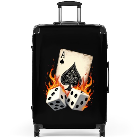 Ace of Spades Dice Flames Bold Casino Vibes Suitcases