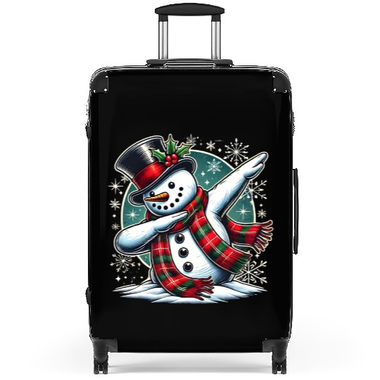 Festive Dabbing Snowman for Holiday Fun Suitcases