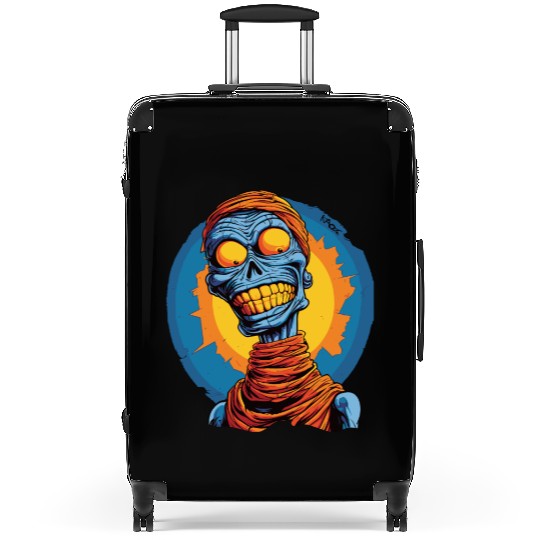 Blue and Funny Cartoon Skeleton Skull Mummy Suitcases
