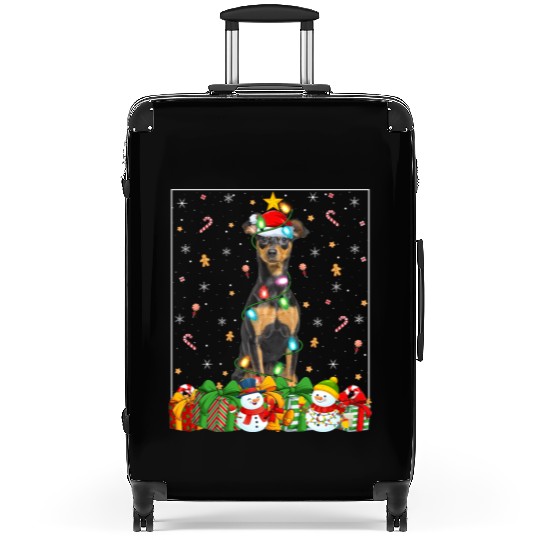 Miniature Pinscher Dog Christmas Lights Suitcases