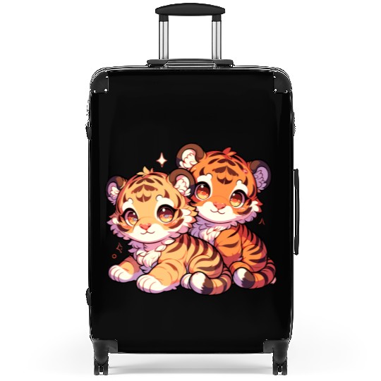 Adorable Baby Tiger Cubs Artwork - Cute and Suitcases
