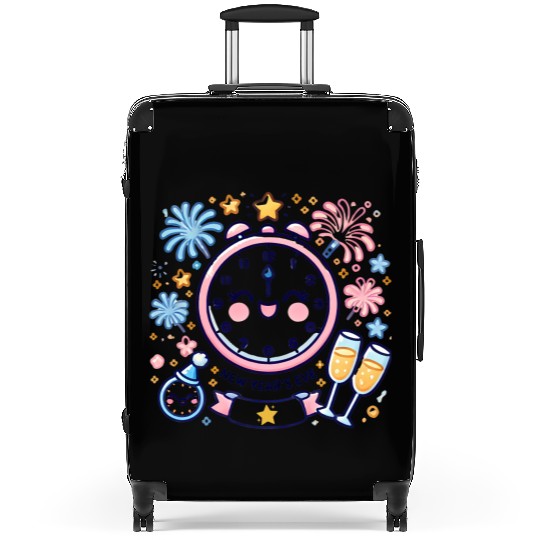 Celebrate New Year's Eve, Fun Clock and Fireworks Suitcases