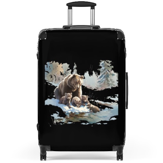 Retro 399 Grizzly Bears Wilderness Scene 90s Suitcases