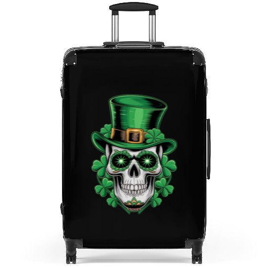 Sugar Skull St Patrick Day Lucky Shamrock Suitcases