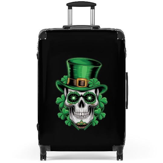 Sugar Skull St Patrick Day Lucky Shamrock Suitcases