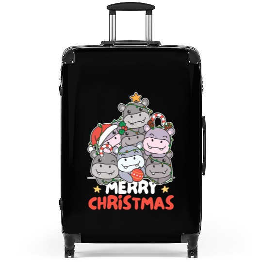 Hippo Christmas Tree Merry Christmas Suitcases