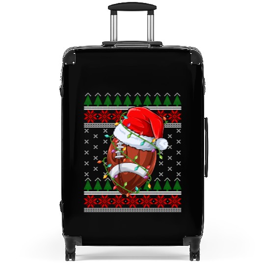 American Football Rugby Ugly Christmas Santa Hat Suitcases