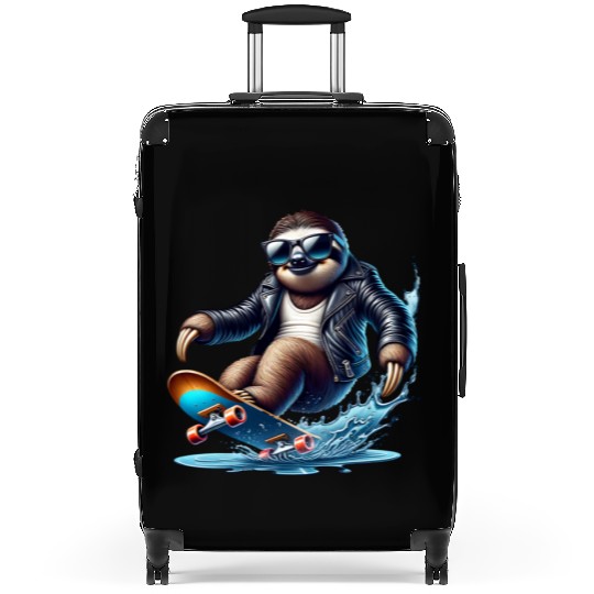 Cool Sloth Skateboarding Adventure Suitcases