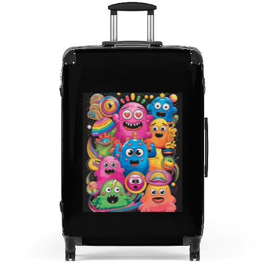 Neon Groovy Monsters Retro Psychedelic Vibes retro Suitcases