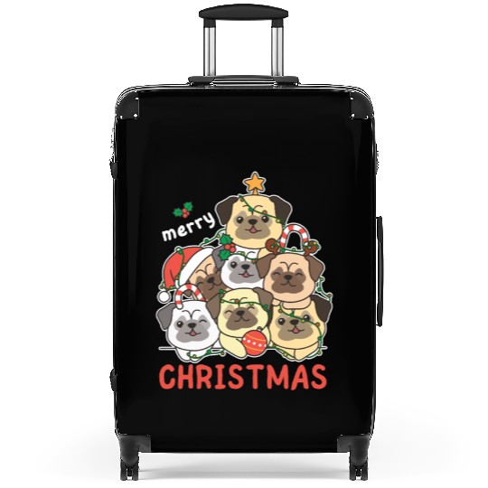Pug Christmas Tree Merry Christmas Suitcases