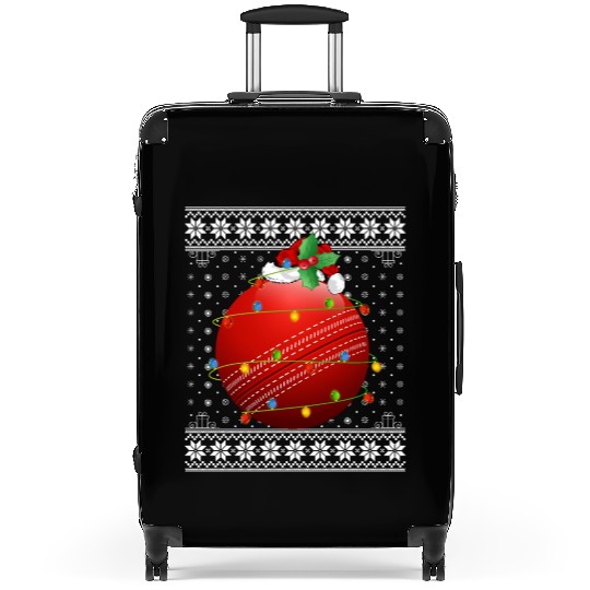 Cricket Player Ugly Christmas Suitcases
