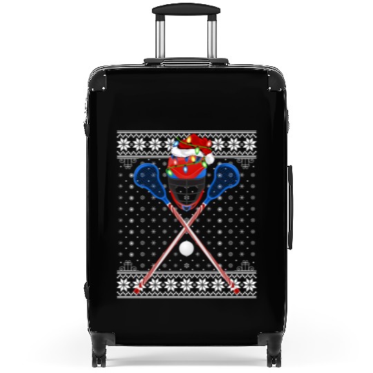 Lacrosse Player Ugly Christmas Suitcases