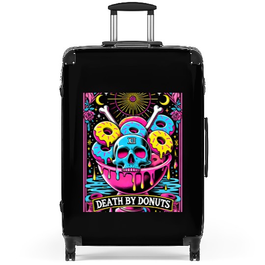 Death by Donuts Tarot Card skull gothic bowl funny Suitcases